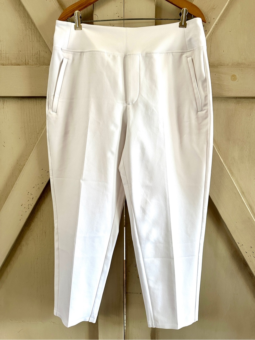 Athleta Endless High Rise Ankle Pants White Petite 12P Stretch Pull On - Picture 2 of 9